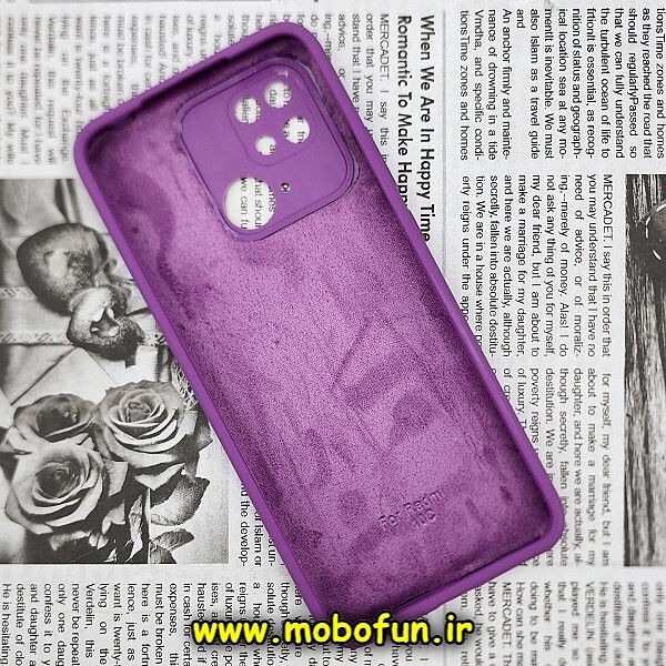 قاب گوشی Redmi 10C - Poco C40 شیائومی سیلیکونی اورجینال سورا SORA پاک کنی درجه یک زیربسته محافظ لنز دار بنفش کد 93