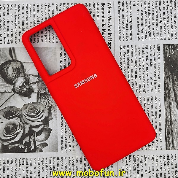 قاب گوشی Galaxy S21 Ultra سامسونگ سیلیکونی اورجینال سورا SORA پاک کنی درجه یک زیربسته قرمز کد 187