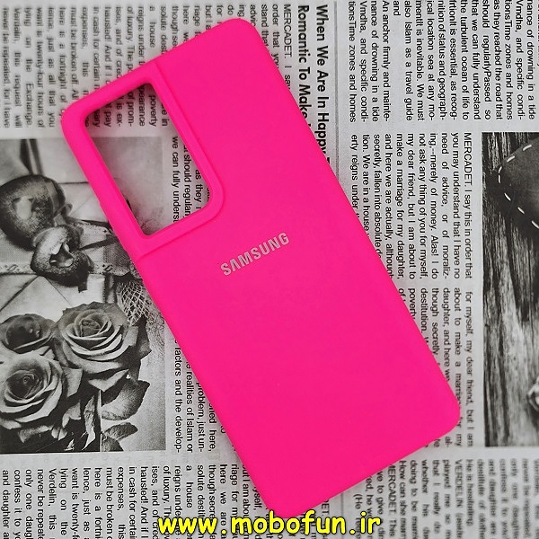 قاب گوشی Galaxy S21 Ultra سامسونگ سیلیکونی اورجینال سورا SORA پاک کنی درجه یک زیربسته صورتی فانتزی کد 193
