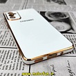قاب گوشی Galaxy M52 5G سامسونگ طرح ژله ای مای کیس گلد لاین دور طلایی محافظ لنز دار سفید کد 14