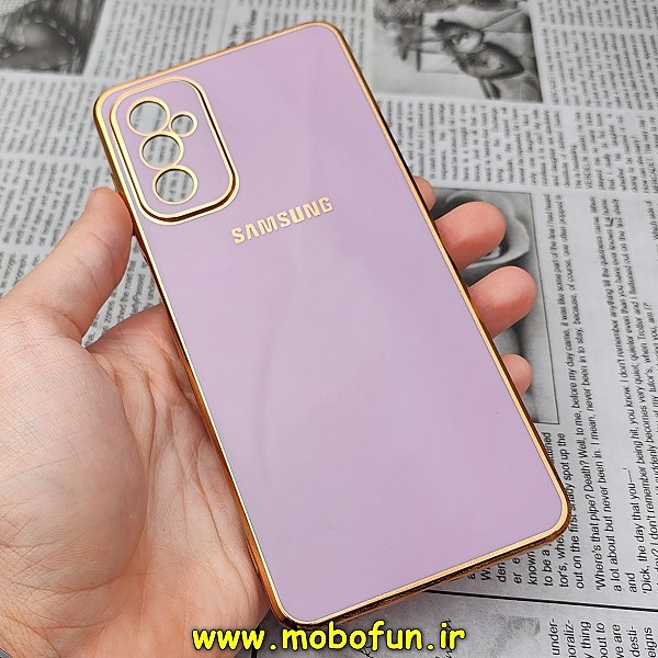 قاب گوشی Galaxy M52 5G سامسونگ طرح ژله ای مای کیس گلد لاین دور طلایی محافظ لنز دار یاسی کد 16