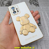 قاب گوشی Mi 11T - Mi 11T Pro شیائومی طرح ژله ای مای کیس خرس طلایی تدی برجسته POWER BEAR محافظ لنز دار سفید کد 211