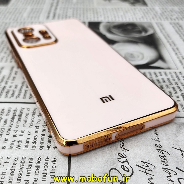 قاب گوشی Xiaomi Mi 11T - Mi 11T Pro شیائومی طرح ژله ای مای کیس گلد لاین دور طلایی محافظ لنز دار گلبهی کد 192