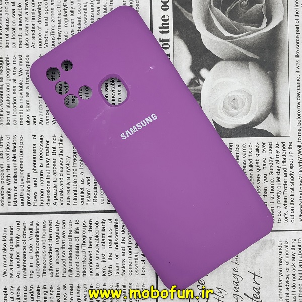 قاب گوشی Galaxy A21S سامسونگ سیلیکونی اورجینال سورا SORA پاک کنی درجه یک زیربسته محافظ لنز دار بنفش کد 563