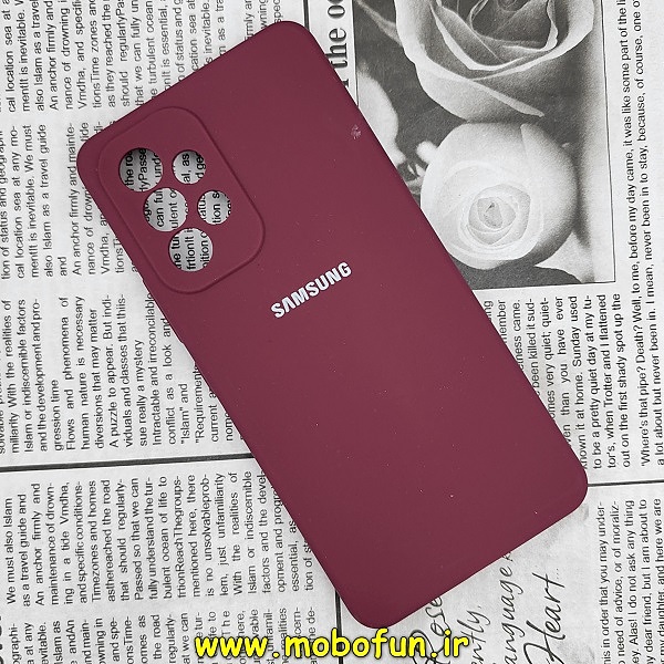 قاب گوشی Galaxy A53 5G سامسونگ سیلیکونی اورجینال سورا SORA پاک کنی درجه یک زیربسته محافظ لنز دار عنابی کد 326