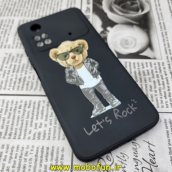 قاب گوشی Xiaomi Poco M4 Pro 4G شیائومی سیلیکونی ژله ای طرح خرسی تدی Tedi محافظ لنز دار مشکی کد 104