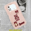 قاب گوشی Poco M4 Pro 4G شیائومی طرح عروسکی برجسته خزدار پشمالو صورتی زرشکی کد 113