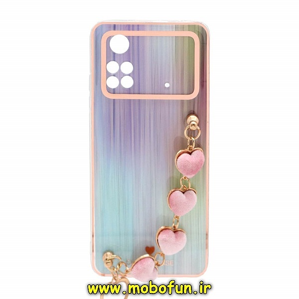 قاب گوشی Xiaomi Poco M4 Pro 4G شیائومی طرح لاکچری دستبندی آویزدار زنجیری قلبی محافظ لنز دار کد 132