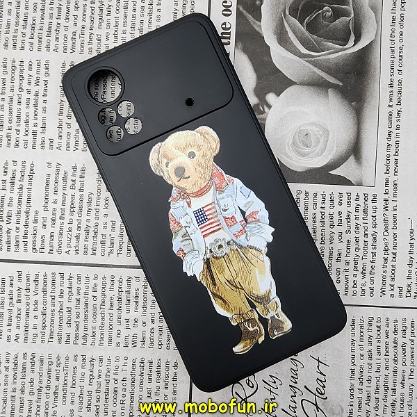 قاب گوشی Xiaomi Poco X4 Pro 5G شیائومی سیلیکونی ژله ای طرح خرسی تدی Tedi محافظ لنز دار مشکی کد 340