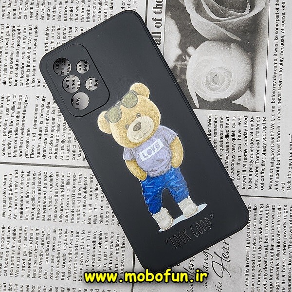 قاب گوشی Galaxy A23 4G سامسونگ سیلیکونی ژله ای محافظ لنز دار طرح خرسی تدی Tedi مشکی کد 233