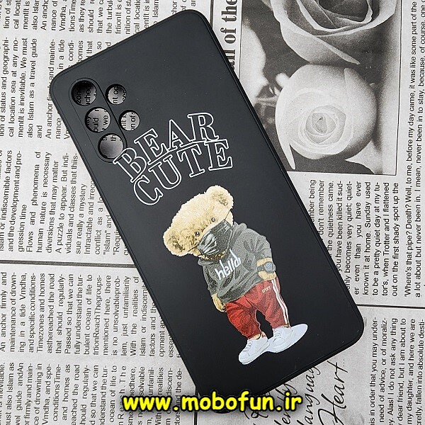 قاب گوشی Galaxy A32 4G سامسونگ سیلیکونی ژله ای محافظ لنز دار طرح خرسی تدی Tedi مشکی کد 551