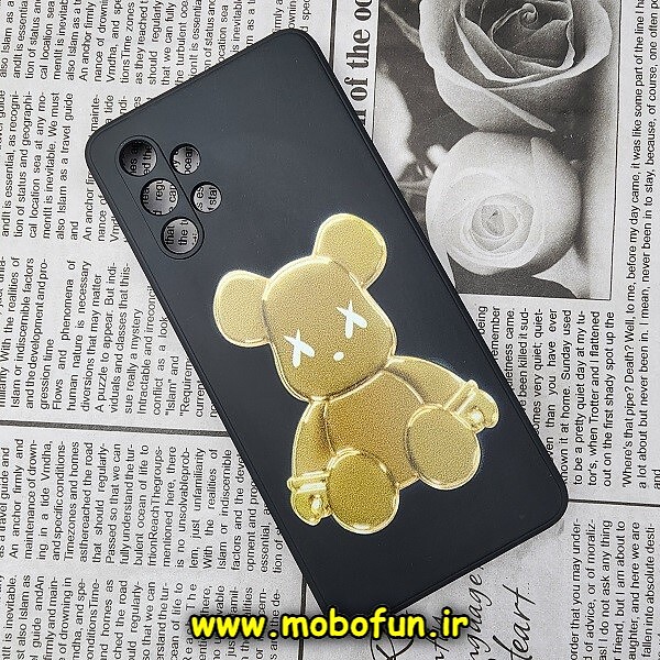 قاب گوشی Galaxy A32 4G سامسونگ سیلیکونی ژله ای محافظ لنز دار طرح خرسی تدی Tedi مشکی کد 557