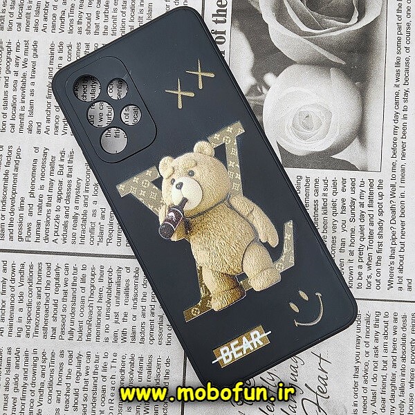 قاب گوشی Galaxy A33 5G سامسونگ سیلیکونی ژله ای محافظ لنز دار طرح خرسی تدی Tedi مشکی کد 268