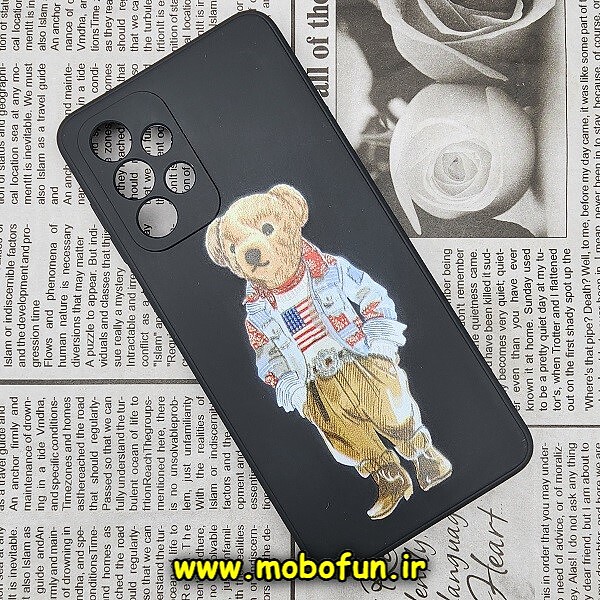 قاب گوشی Galaxy A33 5G سامسونگ سیلیکونی ژله ای محافظ لنز دار طرح خرسی تدی Tedi مشکی کد 274