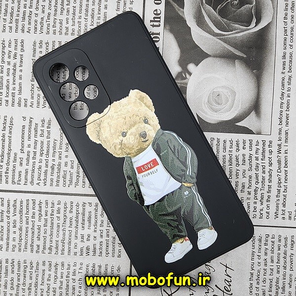 قاب گوشی Galaxy A53 5G سامسونگ سیلیکونی ژله ای محافظ لنز دار طرح خرسی تدی Tedi مشکی کد 331