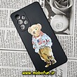 قاب گوشی Galaxy A53 5G سامسونگ سیلیکونی ژله ای محافظ لنز دار طرح خرسی تدی Tedi مشکی کد 334