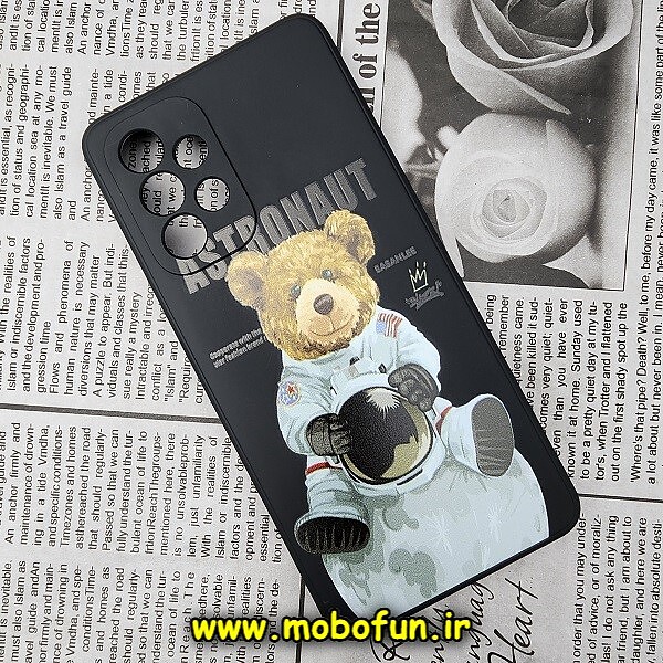 قاب گوشی Galaxy A53 5G سامسونگ سیلیکونی ژله ای محافظ لنز دار طرح خرسی تدی Tedi مشکی کد 336