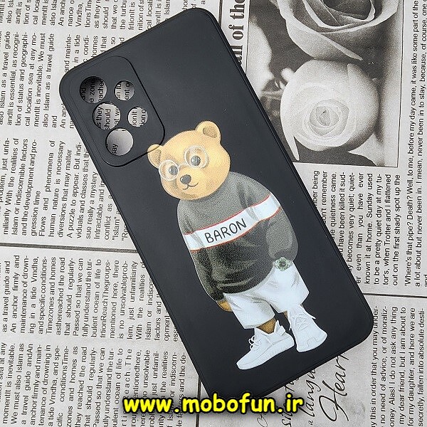 قاب گوشی Galaxy A53 5G سامسونگ سیلیکونی ژله ای محافظ لنز دار طرح خرسی تدی Tedi مشکی کد 342