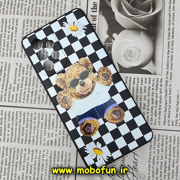 قاب گوشی Galaxy A53 5G سامسونگ سیلیکونی ژله ای محافظ لنز دار طرح خرسی تدی Tedi مشکی کد 345