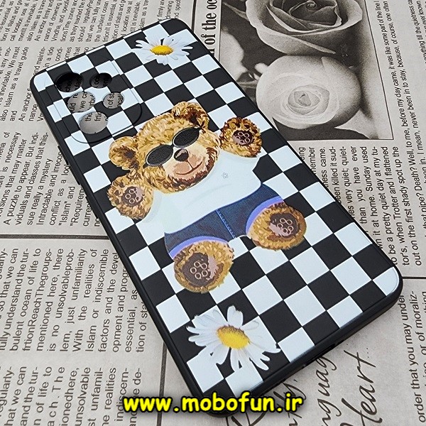 قاب گوشی Galaxy A53 5G سامسونگ سیلیکونی ژله ای محافظ لنز دار طرح خرسی تدی Tedi مشکی کد 345