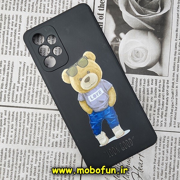 قاب گوشی Galaxy A73 5G سامسونگ سیلیکونی ژله ای محافظ لنز دار طرح خرسی تدی Tedi مشکی کد 277
