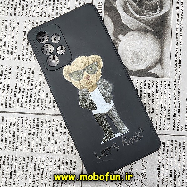 قاب گوشی Galaxy A73 5G سامسونگ سیلیکونی ژله ای محافظ لنز دار طرح خرسی تدی Tedi مشکی کد 282