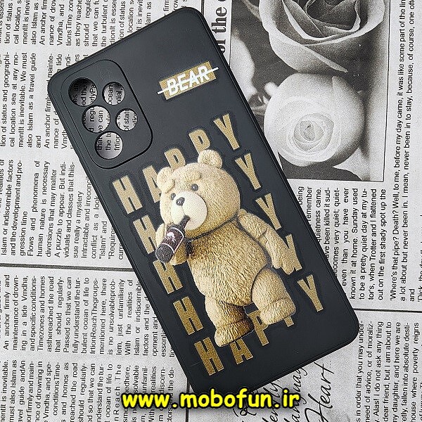 قاب گوشی Galaxy A73 5G سامسونگ سیلیکونی ژله ای محافظ لنز دار طرح خرسی تدی Tedi مشکی کد 286