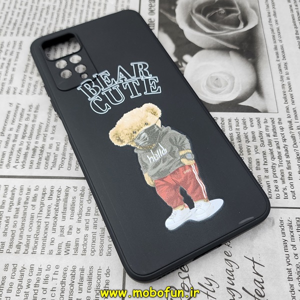 قاب گوشی Xiaomi Redmi Note 11 Pro 4G Global - Redmi Note 11 Pro 5G Global شیائومی سیلیکونی ژله ای محافظ لنز دار طرح خرسی تدی Tedi مشکی کد 271