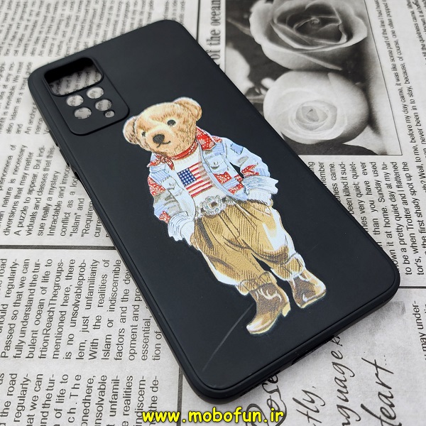 قاب گوشی Xiaomi Redmi Note 11 Pro 4G Global - Redmi Note 11 Pro 5G Global شیائومی سیلیکونی ژله ای محافظ لنز دار طرح خرسی تدی Tedi مشکی کد 278