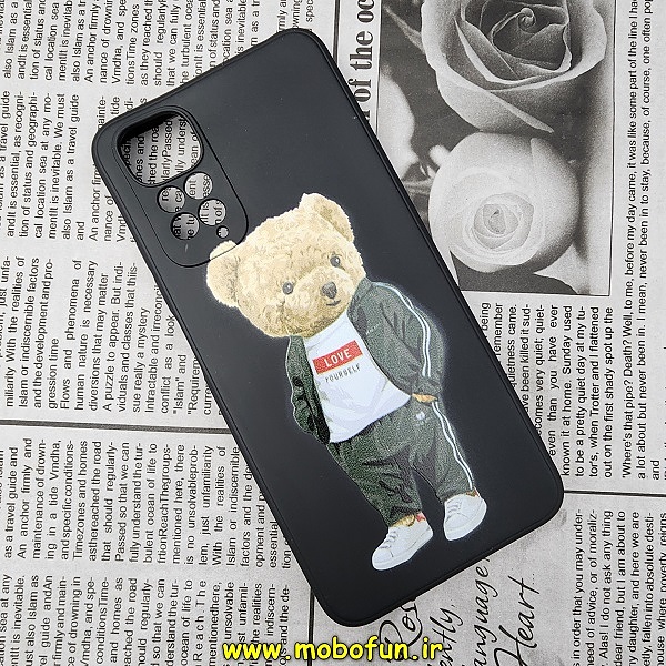 قاب گوشی Redmi Note 11 4G - Redmi Note 11S شیائومی سیلیکونی ژله ای محافظ لنز دار طرح خرسی تدی Tedi مشکی کد 404