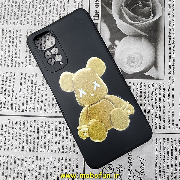 قاب گوشی Redmi Note 11 4G - Redmi Note 11S شیائومی سیلیکونی ژله ای محافظ لنز دار طرح خرسی تدی Tedi مشکی کد 405
