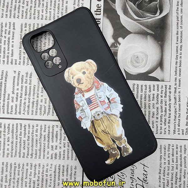 قاب گوشی Redmi Note 11 4G - Redmi Note 11S شیائومی سیلیکونی ژله ای محافظ لنز دار طرح خرسی تدی Tedi مشکی کد 409