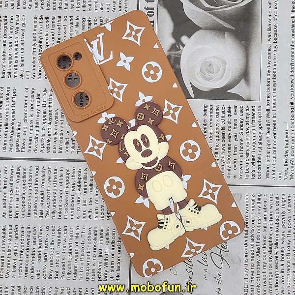 قاب گوشی Galaxy S20 FE سامسونگ طرح سیلیکونی ژله ای سه بعدی برجسته میکی موس محافظ لنز دار قهوه ای کد 342