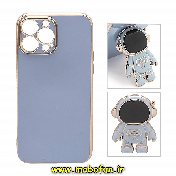قاب گوشی iPhone 13 Pro آیفون طرح ژله ای فضانورد مای کیس گلد لاین دور طلایی محافظ لنز دار آبی فیلی کد 275