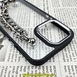 قاب گوشی iPhone 13 Pro آیفون اورجینال متال کیس Metal طرح پشت طلق شفاف دور سیلیکونی دستبندی کارتیر مشکی کد 282