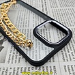 قاب گوشی iPhone 13 Pro آیفون اورجینال متال کیس Metal طرح پشت طلق شفاف دور سیلیکونی دستبندی کارتیر مشکی طلایی کد 283