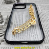 قاب گوشی iPhone 13 Pro Max آیفون اورجینال متال کیس Metal طرح پشت طلق شفاف دور سیلیکونی دستبندی کارتیر مشکی طلایی کد 367