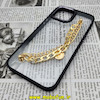 قاب گوشی iPhone 13 Pro Max آیفون اورجینال متال کیس Metal طرح پشت طلق شفاف دور سیلیکونی دستبندی کارتیر مشکی طلایی کد 367