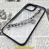 قاب گوشی iPhone 13 Pro Max آیفون اورجینال متال کیس Metal طرح پشت طلق شفاف دور سیلیکونی دستبندی کارتیر مشکی کد 368
