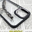 قاب گوشی iPhone 13 Pro Max آیفون اورجینال متال کیس Metal طرح پشت طلق شفاف دور سیلیکونی دستبندی کارتیر مشکی کد 368
