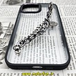 قاب گوشی iPhone 13 Pro Max آیفون اورجینال متال کیس Metal طرح پشت طلق شفاف دور سیلیکونی دستبندی کارتیر مشکی کد 368