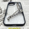 قاب گوشی iPhone 14 آیفون اورجینال متال کیس Metal طرح پشت طلق شفاف دور سیلیکونی دستبندی کارتیر مشکی کد 41