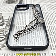 قاب گوشی iPhone 14 آیفون اورجینال متال کیس Metal طرح پشت طلق شفاف دور سیلیکونی دستبندی کارتیر مشکی کد 41