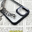 قاب گوشی iPhone 14 آیفون اورجینال متال کیس Metal طرح پشت طلق شفاف دور سیلیکونی دستبندی کارتیر مشکی کد 41