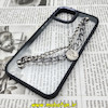 قاب گوشی iPhone 14 آیفون اورجینال متال کیس Metal طرح پشت طلق شفاف دور سیلیکونی دستبندی کارتیر مشکی کد 41