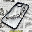 قاب گوشی iPhone 14 آیفون اورجینال متال کیس Metal طرح پشت طلق شفاف دور سیلیکونی دستبندی کارتیر مشکی کد 41