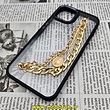 قاب گوشی iPhone 14 آیفون اورجینال متال کیس Metal طرح پشت طلق شفاف دور سیلیکونی دستبندی کارتیر مشکی طلایی کد 42