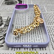 قاب گوشی iPhone 14 آیفون اورجینال متال کیس Metal طرح پشت طلق شفاف دور سیلیکونی دستبندی کارتیر یاسی طلایی کد 43