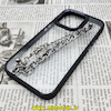 قاب گوشی iPhone 14 Pro آیفون اورجینال متال کیس Metal طرح پشت طلق شفاف دور سیلیکونی دستبندی کارتیر مشکی کد 71