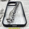 قاب گوشی iPhone 14 Pro آیفون اورجینال متال کیس Metal طرح پشت طلق شفاف دور سیلیکونی دستبندی کارتیر مشکی کد 71